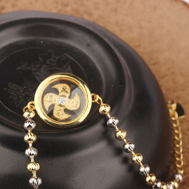 Nimara Ritual Feng Sheng Shui Qi Copper Brass Rotatable Windmill Bead Protection Braided Bracelet