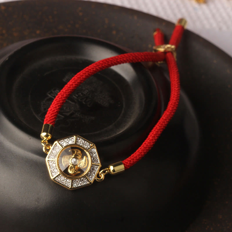 Nimara Ritual Copper Brass Rotatable Windmill Feng Sheng Shui Qi Red String Faith Braided Bracelet