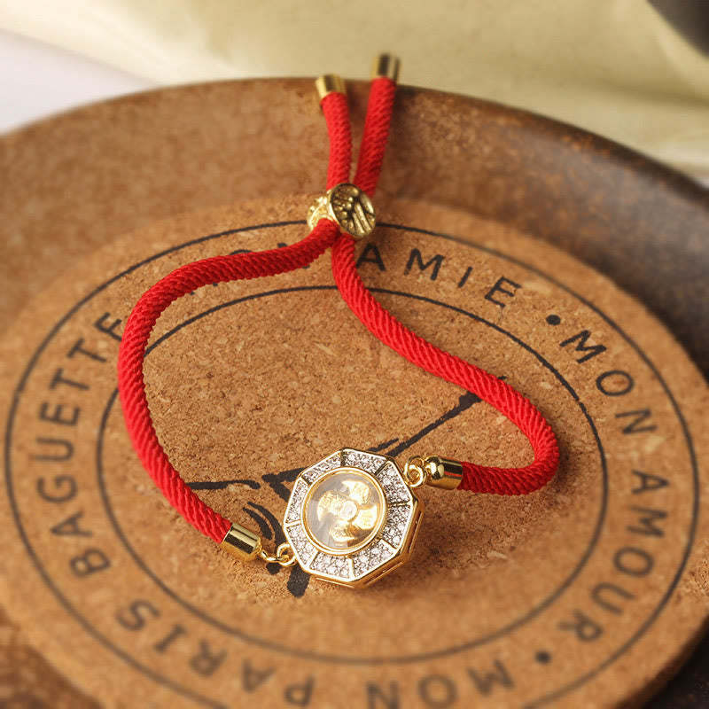 Nimara Ritual Copper Brass Rotatable Windmill Feng Sheng Shui Qi Red String Faith Braided Bracelet