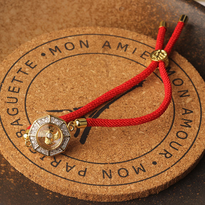 Nimara Ritual Copper Brass Rotatable Windmill Feng Sheng Shui Qi Red String Faith Braided Bracelet