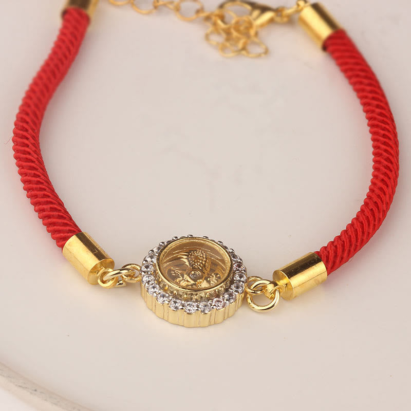 Nimara Ritual Red String Copper Brass Rotatable Windmill Feng Sheng Shui Qi Protection Braided Bracelet