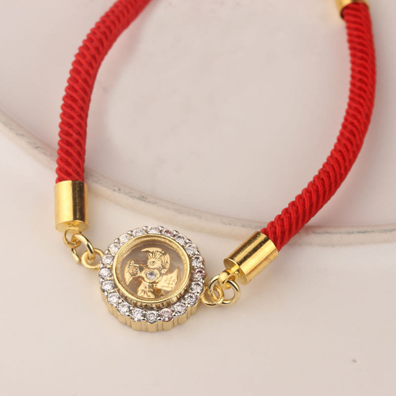 Nimara Ritual Red String Copper Brass Rotatable Windmill Feng Sheng Shui Qi Protection Braided Bracelet