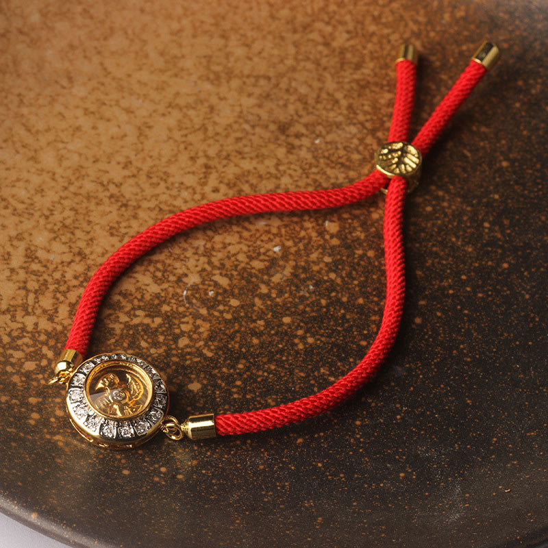 Nimara Ritual Copper Brass Feng Sheng Shui Qi Rotatable Windmill Red String Faith Braided Bracelet