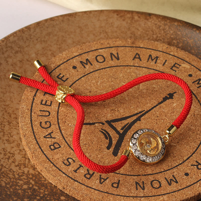 Nimara Ritual Copper Brass Feng Sheng Shui Qi Rotatable Windmill Red String Faith Braided Bracelet