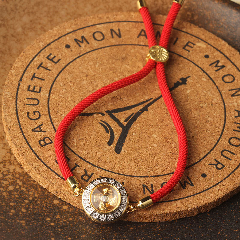 Nimara Ritual Copper Brass Feng Sheng Shui Qi Rotatable Windmill Red String Faith Braided Bracelet
