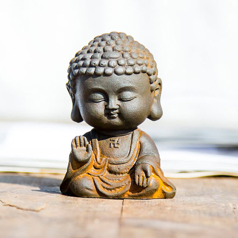 Nimara Ritual Small Meditating Buddha Iron Powder Rust Cast Resin Statue Home Decoration