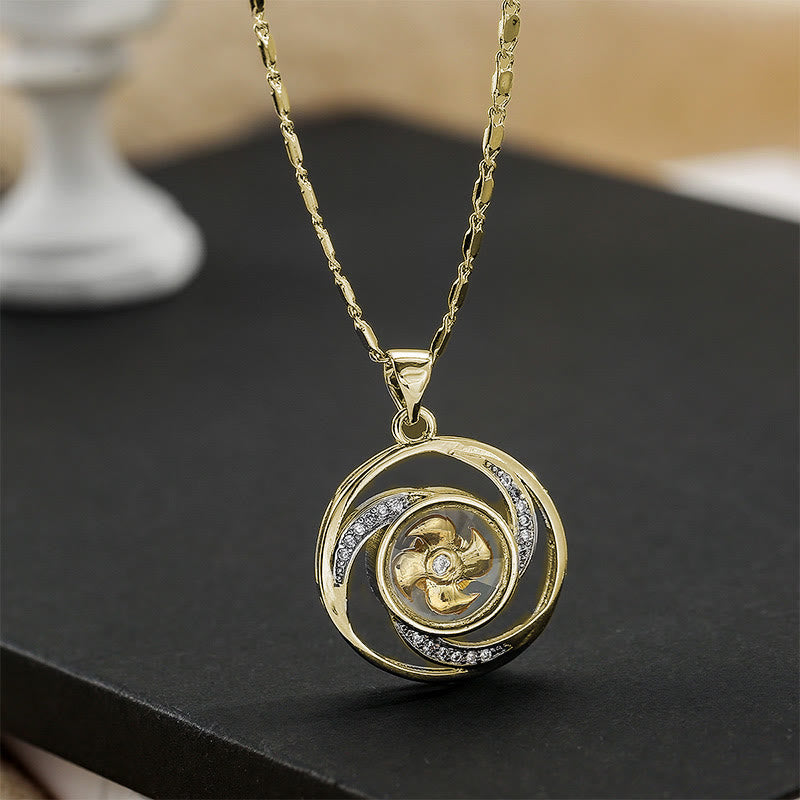 Nimara Ritual Gold plated Copper Brass Rotatable Windmill Luck Necklace Pendant