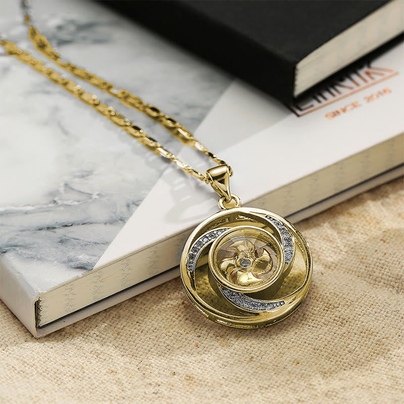 Nimara Ritual Gold plated Copper Brass Rotatable Windmill Luck Necklace Pendant