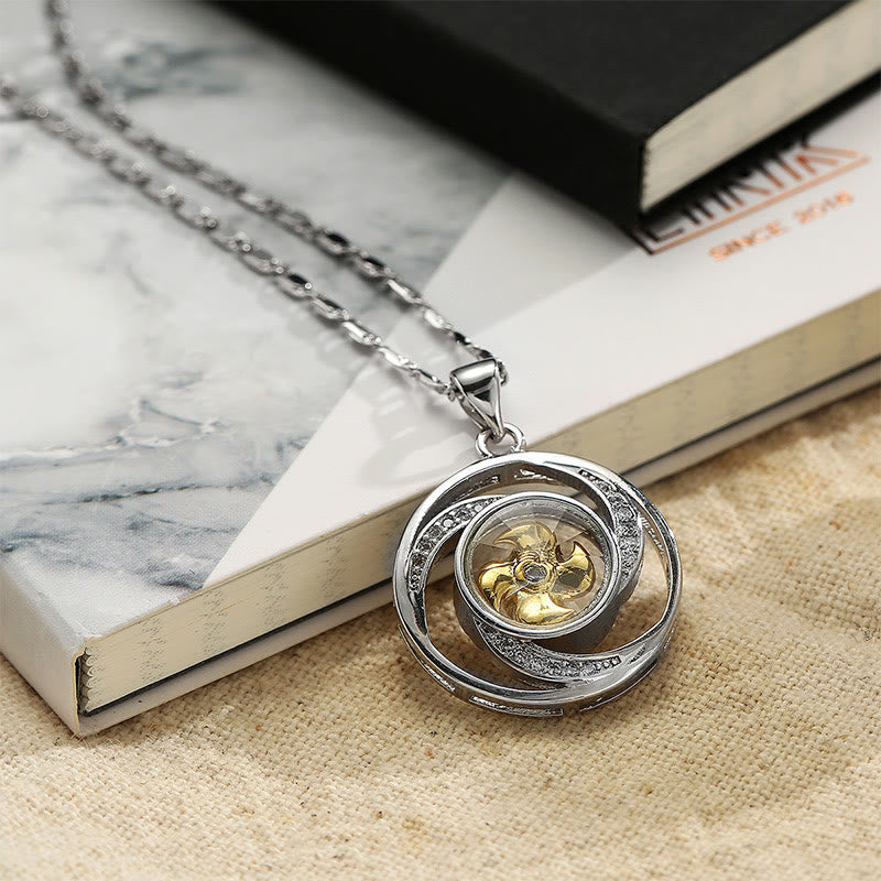 Nimara Ritual Gold plated Copper Brass Rotatable Windmill Luck Necklace Pendant