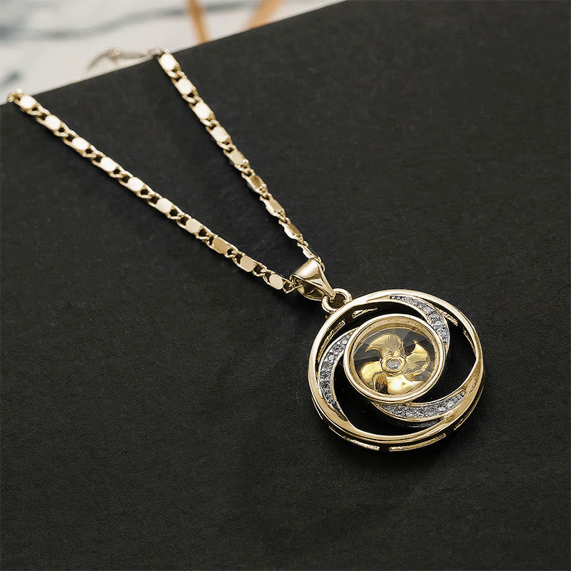 Nimara Ritual Gold plated Copper Brass Rotatable Windmill Luck Necklace Pendant