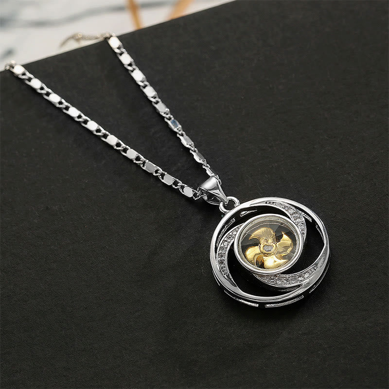 Nimara Ritual Gold plated Copper Brass Rotatable Windmill Luck Necklace Pendant