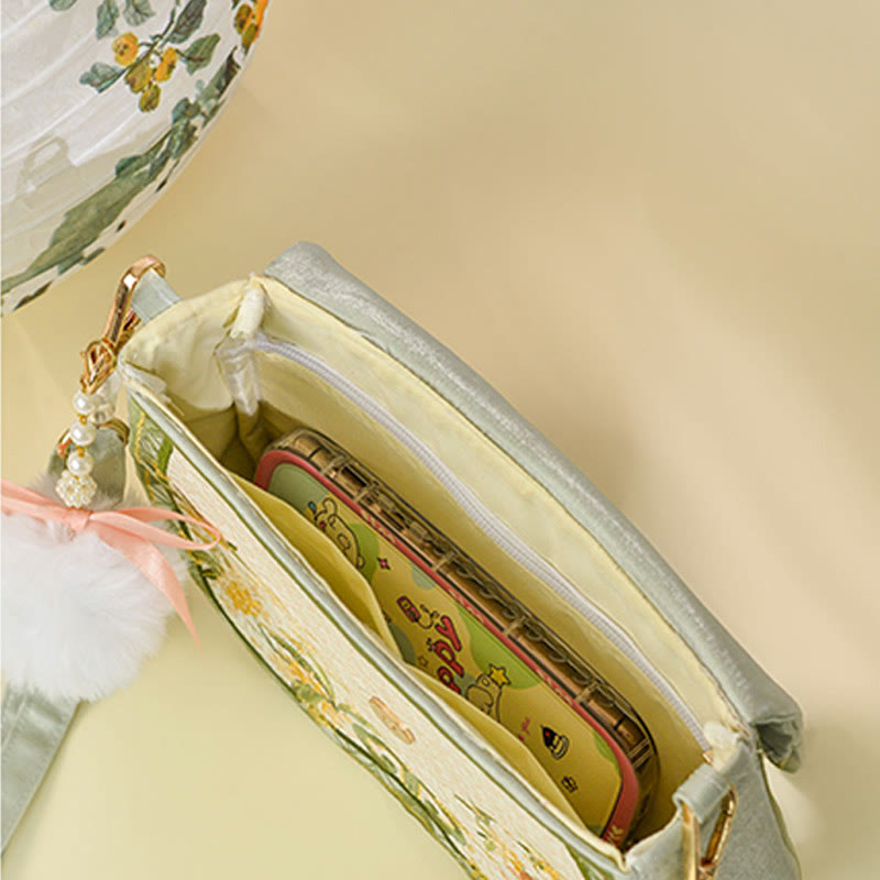 Nimara Ritual Osmanthus Rabbit Embroidery Pearl Chain Furball Tassel Shoulder Bag Crossbody Bag