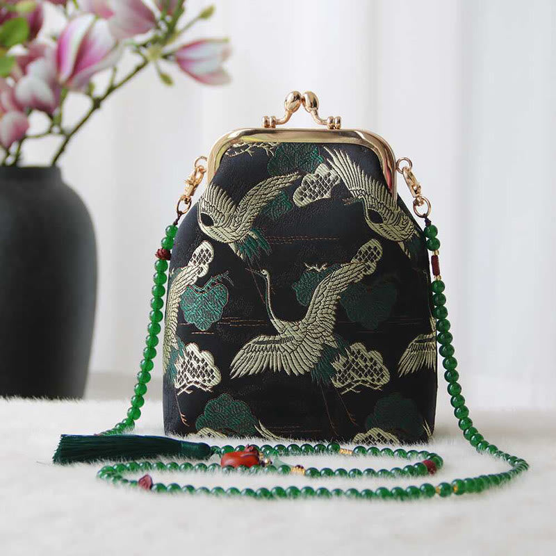 Nimara Ritual Retro Chinese Embroidery Pearl Chain Crossbody Bag Shoudler Bag