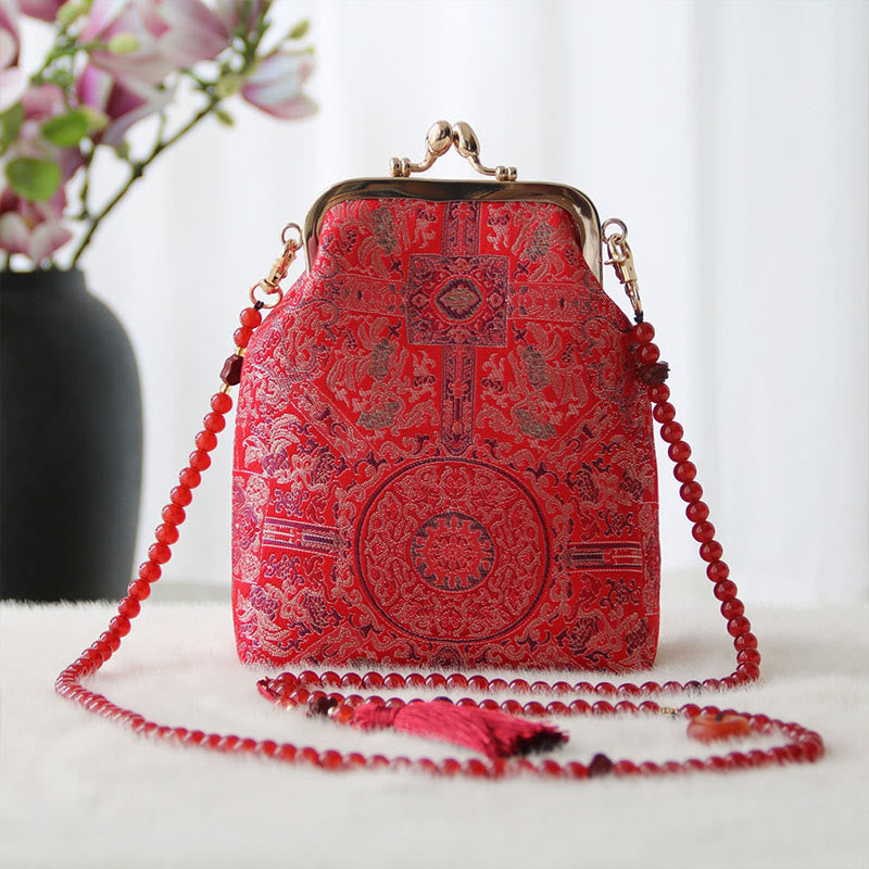 Nimara Ritual Retro Chinese Embroidery Pearl Chain Crossbody Bag Shoudler Bag