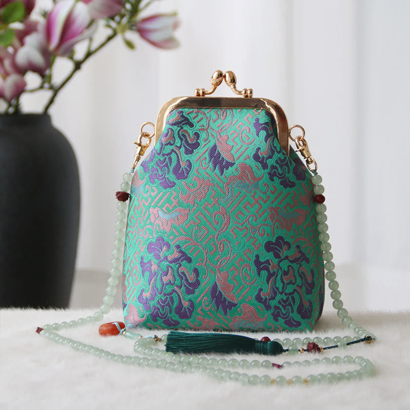 Nimara Ritual Retro Chinese Embroidery Pearl Chain Crossbody Bag Shoudler Bag