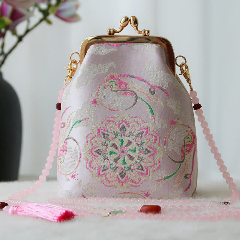 Nimara Ritual Retro Chinese Embroidery Pearl Chain Crossbody Bag Shoudler Bag