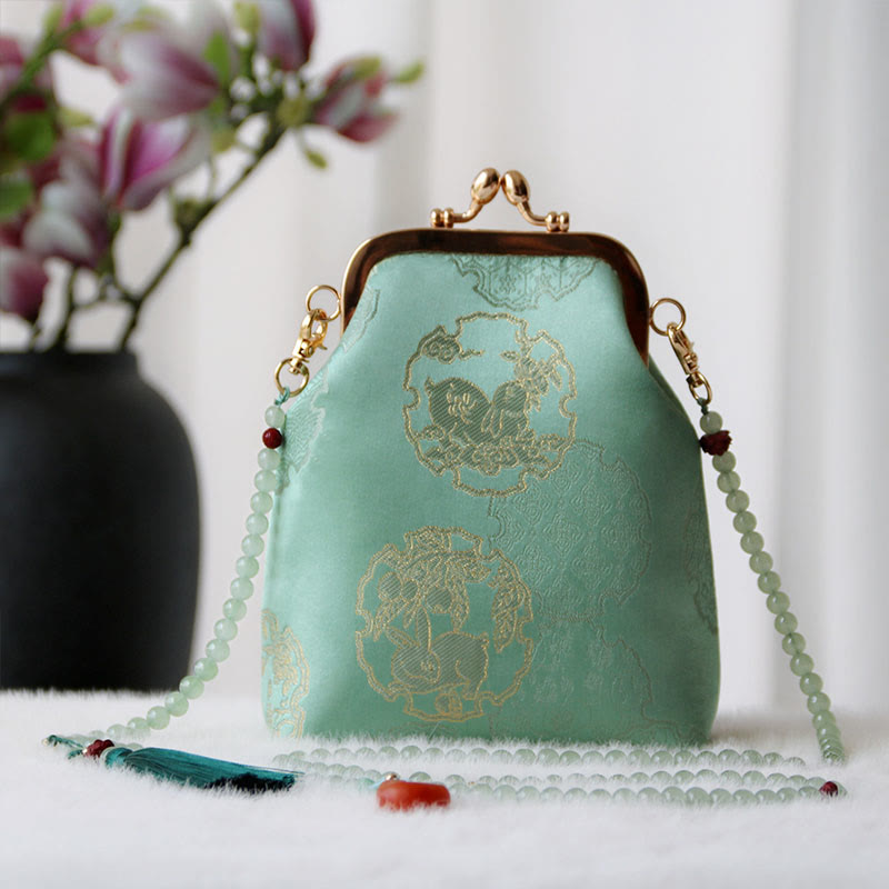 Nimara Ritual Retro Chinese Embroidery Pearl Chain Crossbody Bag Shoudler Bag