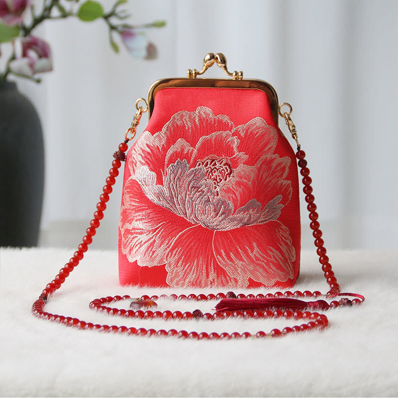 Nimara Ritual Retro Chinese Embroidery Pearl Chain Crossbody Bag Shoudler Bag