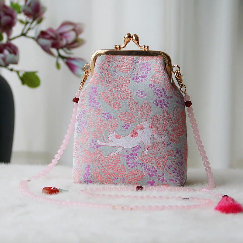 Nimara Ritual Retro Chinese Embroidery Pearl Chain Crossbody Bag Shoudler Bag