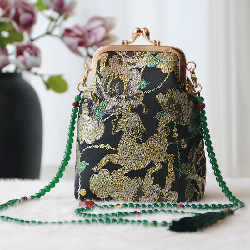 Nimara Ritual Retro Chinese Embroidery Pearl Chain Crossbody Bag Shoudler Bag