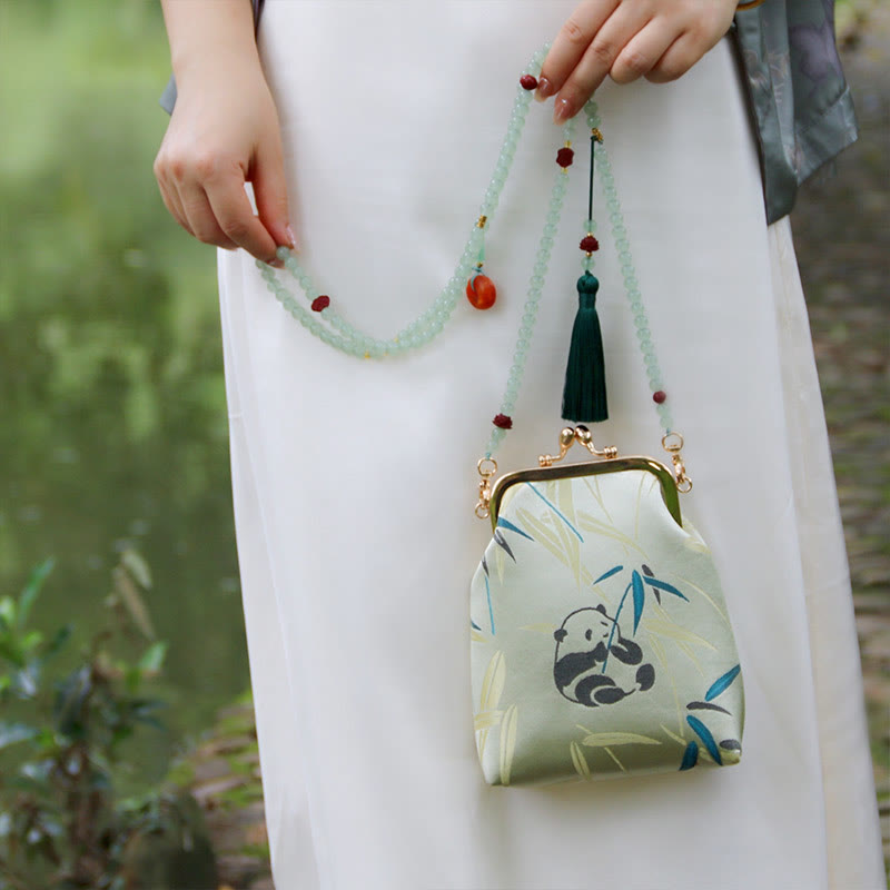 Nimara Ritual Retro Chinese Embroidery Pearl Chain Crossbody Bag Shoudler Bag