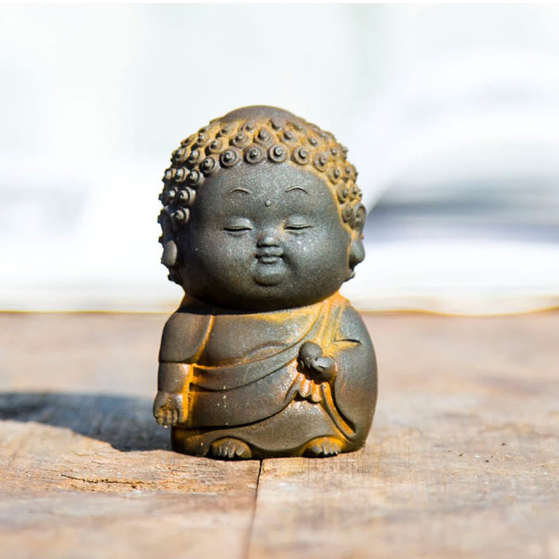 Nimara Ritual Small Standing Lying Sitting Cute Buddha Iron Powder Rust Cast Resin Statue Home Decoration