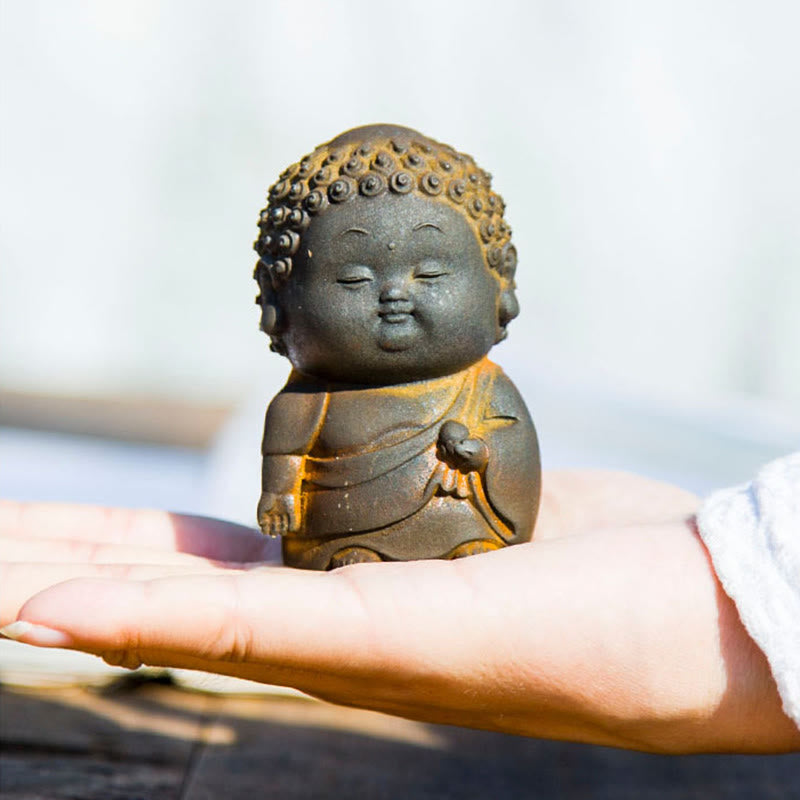 Nimara Ritual Small Standing Lying Sitting Cute Buddha Iron Powder Rust Cast Resin Statue Home Decoration
