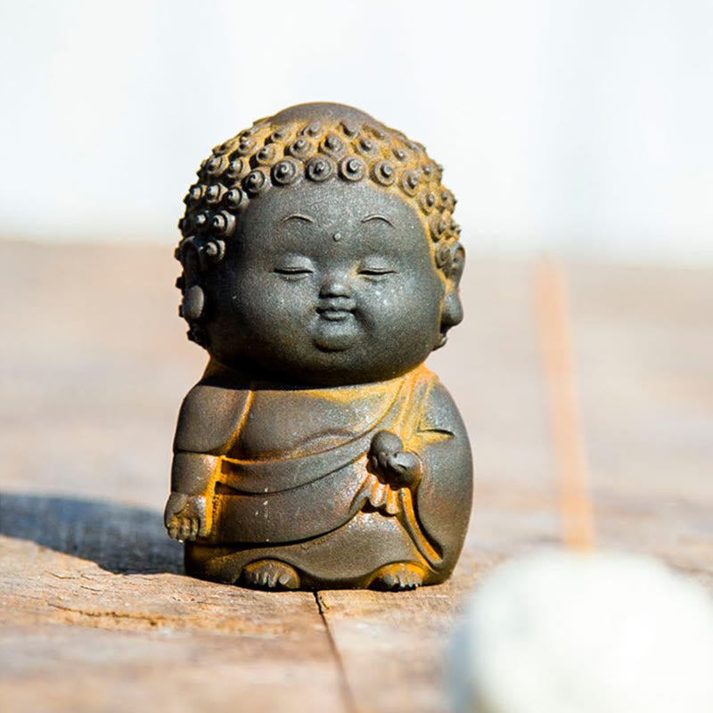 Nimara Ritual Small Standing Lying Sitting Cute Buddha Iron Powder Rust Cast Resin Statue Home Decoration