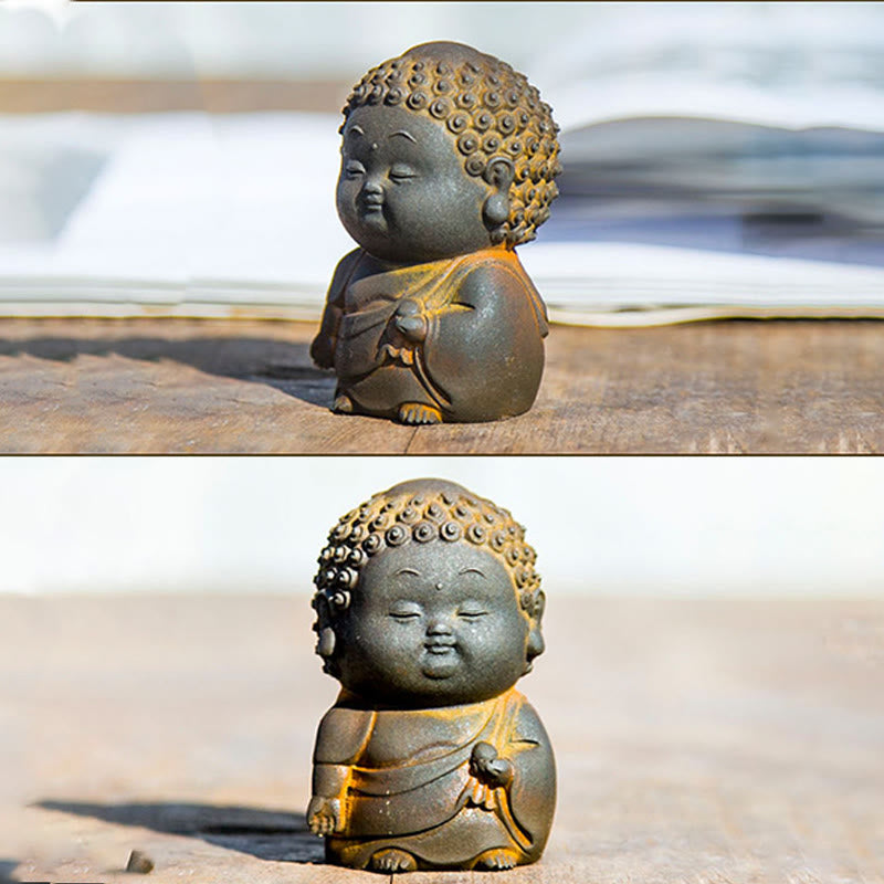 Nimara Ritual Small Standing Lying Sitting Cute Buddha Iron Powder Rust Cast Resin Statue Home Decoration
