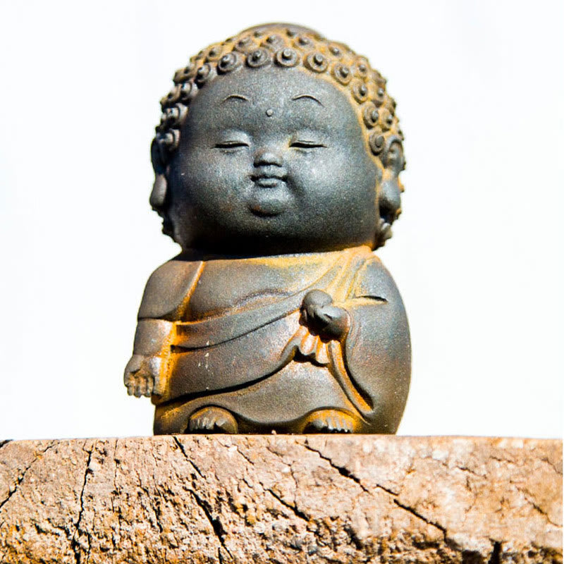 Nimara Ritual Small Standing Lying Sitting Cute Buddha Iron Powder Rust Cast Resin Statue Home Decoration