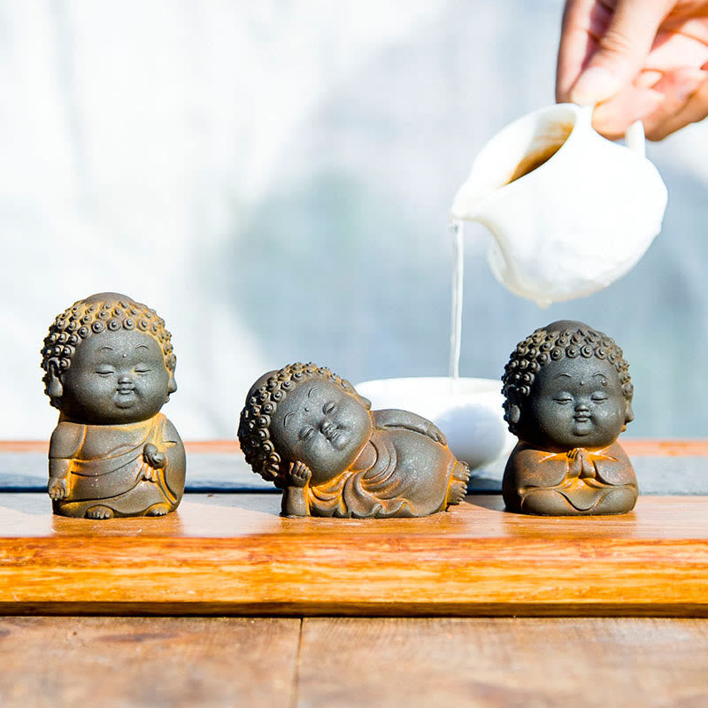 Nimara Ritual Small Standing Lying Sitting Cute Buddha Iron Powder Rust Cast Resin Statue Home Decoration