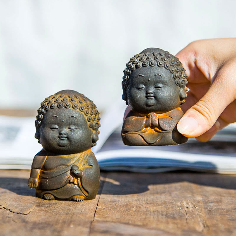 Nimara Ritual Small Standing Lying Sitting Cute Buddha Iron Powder Rust Cast Resin Statue Home Decoration