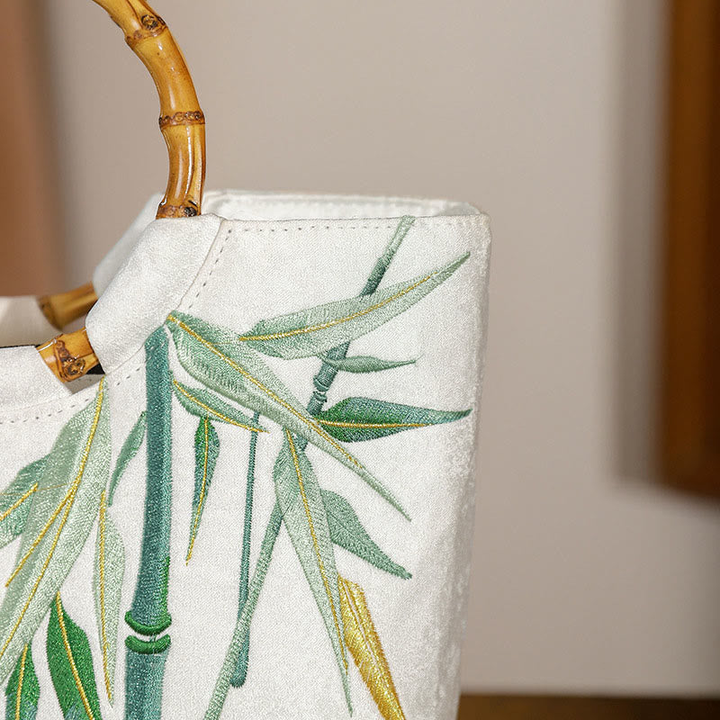 Nimara Ritual Embroidery Bamboo Handle Tassel Handbags