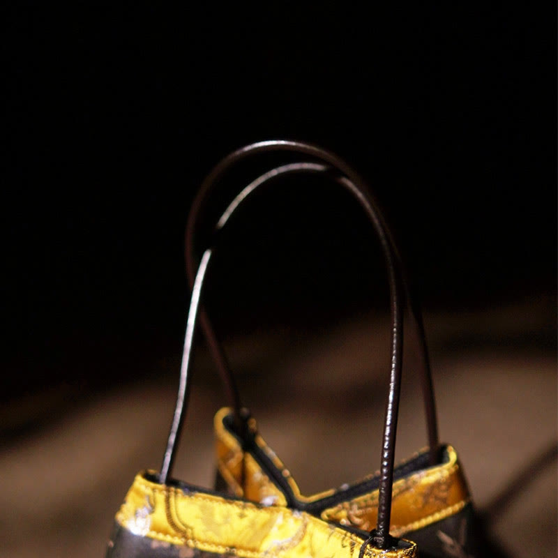 Nimara Ritual Plum Flower Bamboo Branches Embroidery Tassel Xiangyunsha Silk Shoulder Bag Hangbags