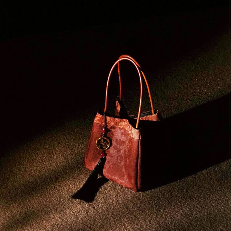 Nimara Ritual Plum Flower Bamboo Branches Embroidery Tassel Xiangyunsha Silk Shoulder Bag Hangbags