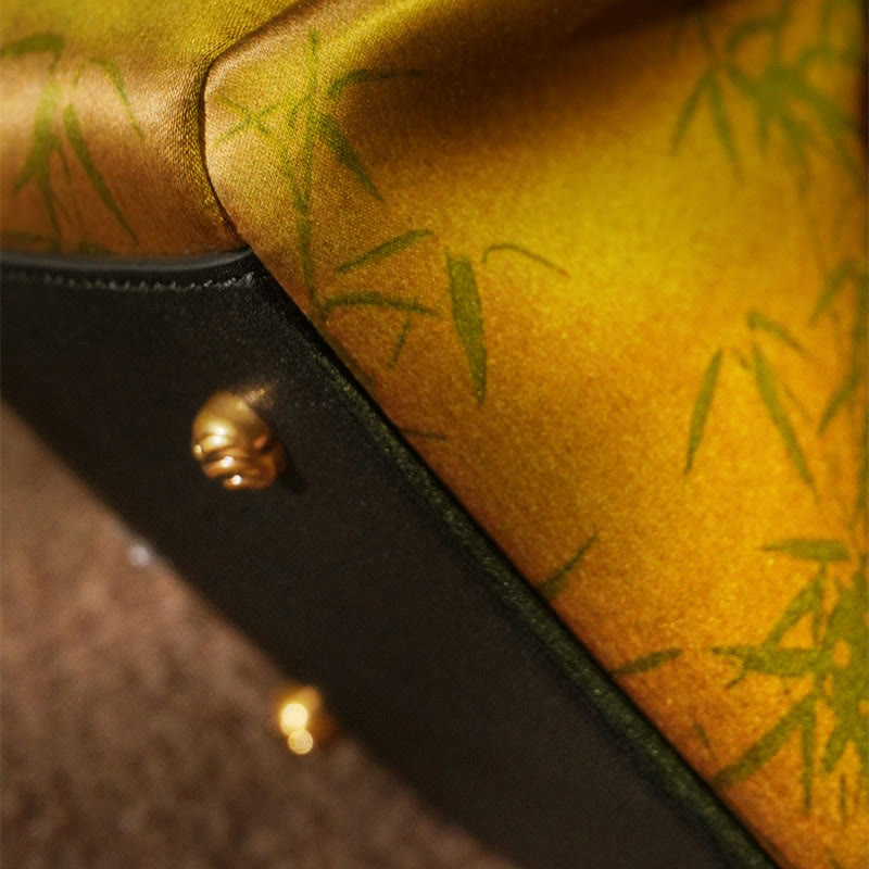 Nimara Ritual Plum Flower Bamboo Branches Embroidery Tassel Xiangyunsha Silk Shoulder Bag Hangbags