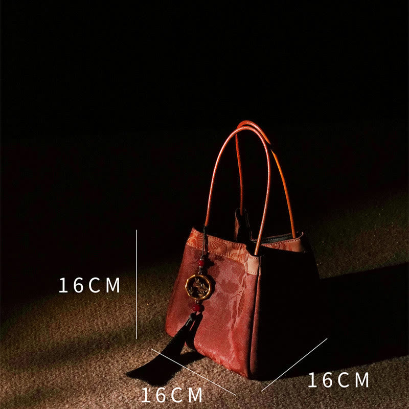 Nimara Ritual Plum Flower Bamboo Branches Embroidery Tassel Xiangyunsha Silk Shoulder Bag Hangbags