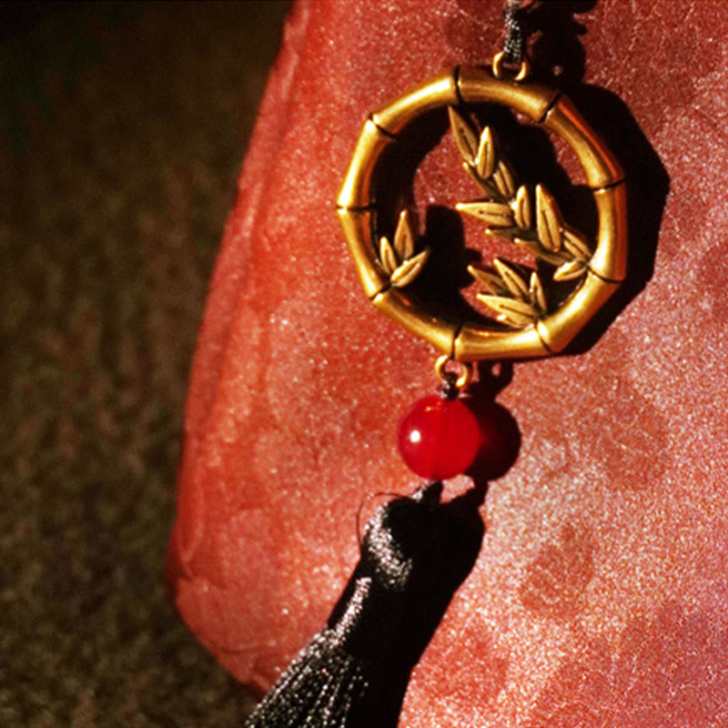 Nimara Ritual Plum Flower Bamboo Branches Embroidery Tassel Xiangyunsha Silk Shoulder Bag Hangbags