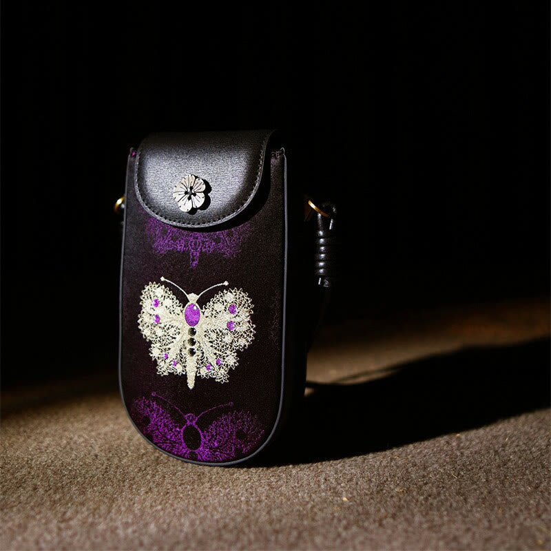 Nimara Ritual Retro Flower Butterfly Leaves Branches Song Brocade Shoulder Bag Hangbags