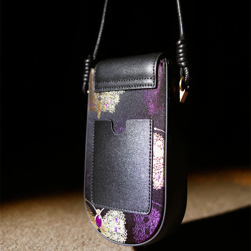 Nimara Ritual Retro Flower Butterfly Leaves Branches Song Brocade Shoulder Bag Hangbags