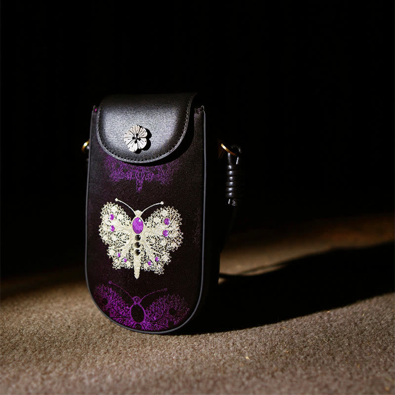Nimara Ritual Retro Flower Butterfly Leaves Branches Song Brocade Shoulder Bag Hangbags