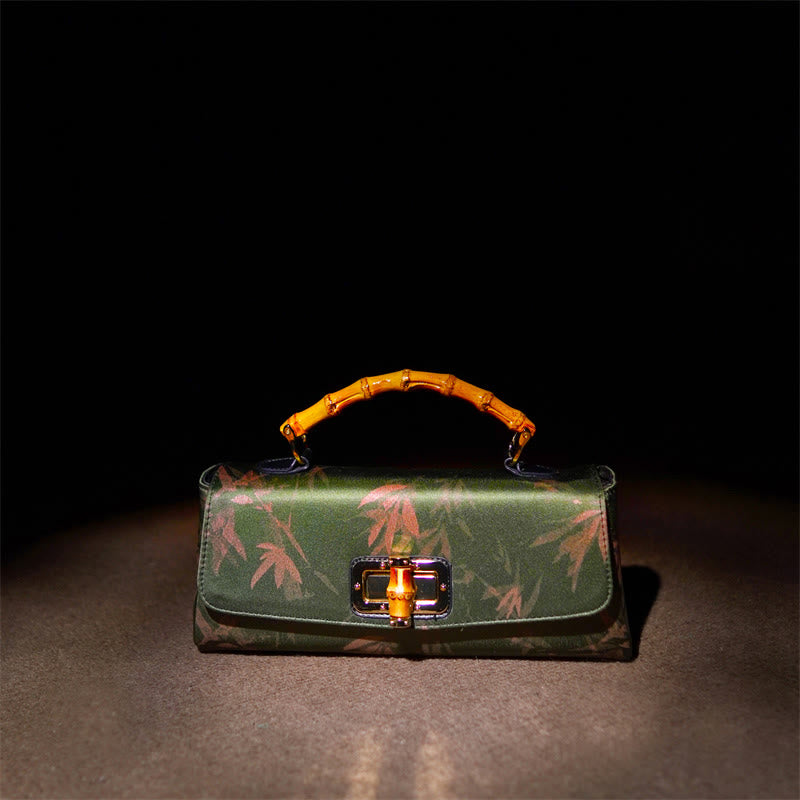 Nimara Ritual Leaves Branches Bamboo Handle Metal Chain Crossbody Bag Hangbags