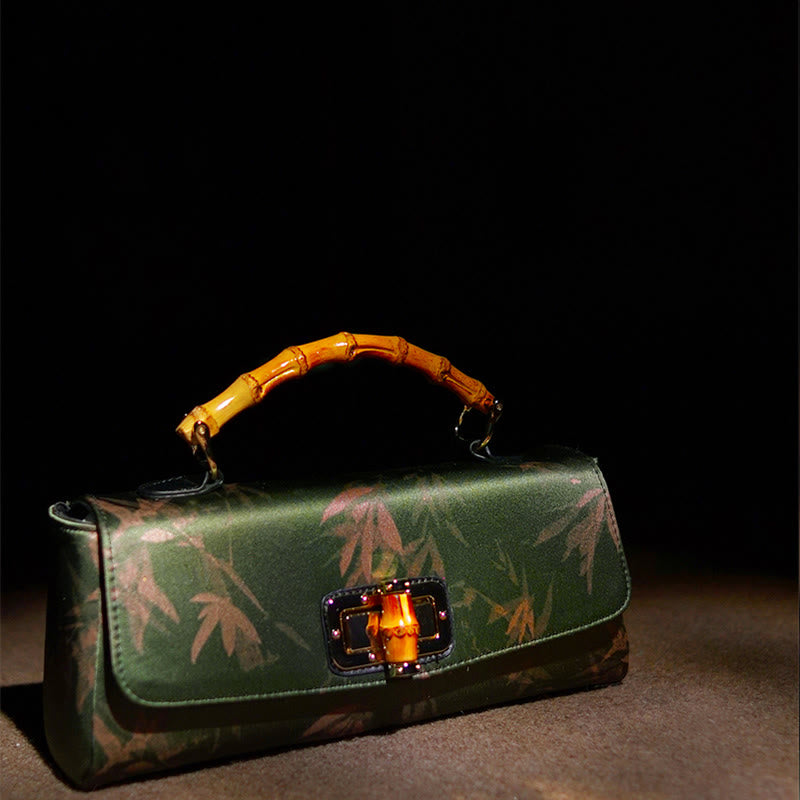 Nimara Ritual Leaves Branches Bamboo Handle Metal Chain Crossbody Bag Hangbags