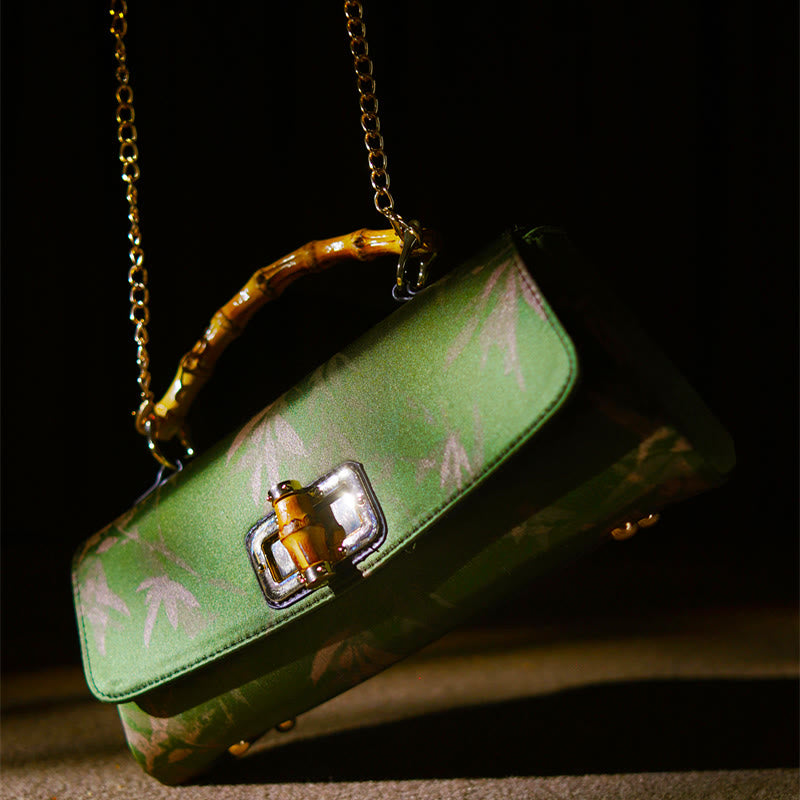 Nimara Ritual Leaves Branches Bamboo Handle Metal Chain Crossbody Bag Hangbags