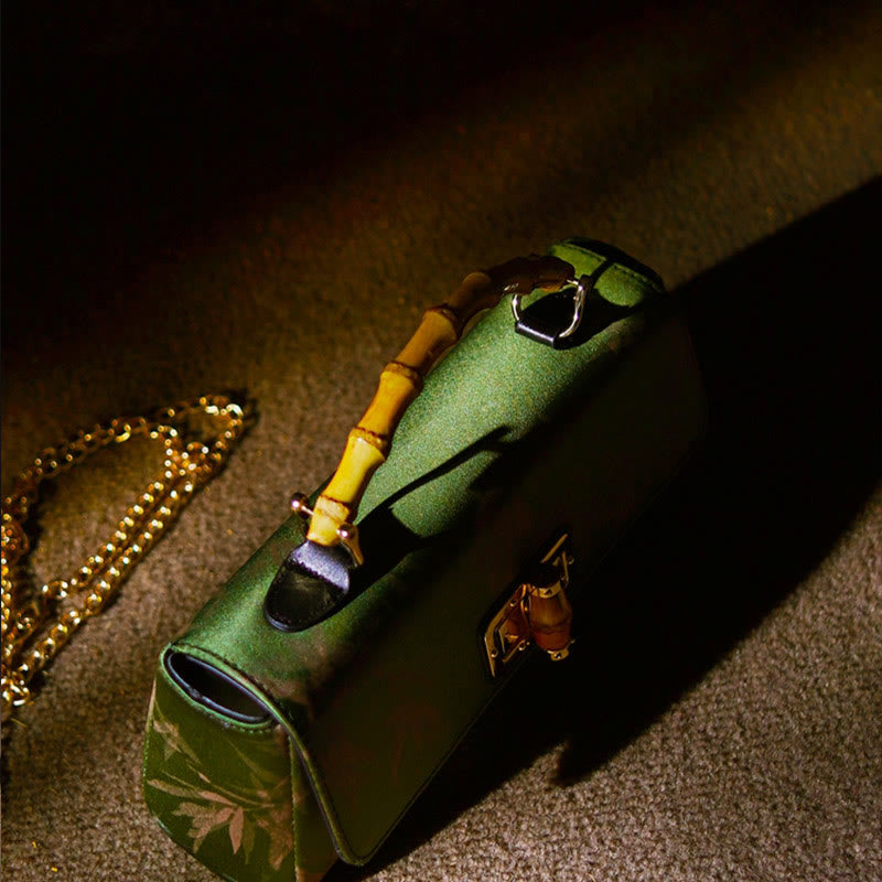 Nimara Ritual Leaves Branches Bamboo Handle Metal Chain Crossbody Bag Hangbags