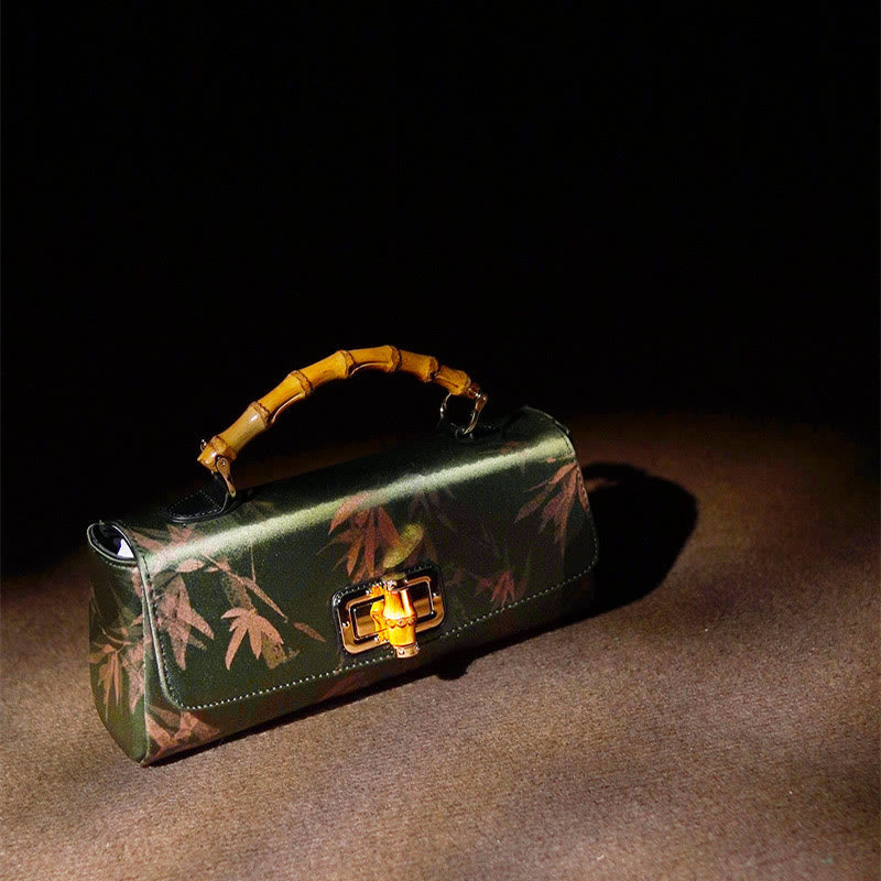Nimara Ritual Leaves Branches Bamboo Handle Metal Chain Crossbody Bag Hangbags
