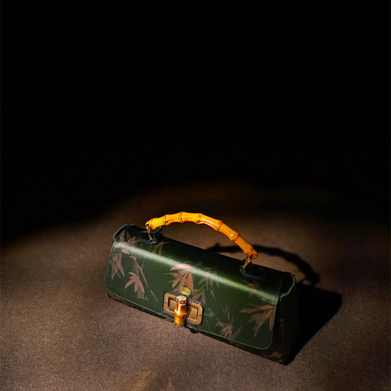 Nimara Ritual Leaves Branches Bamboo Handle Metal Chain Crossbody Bag Hangbags
