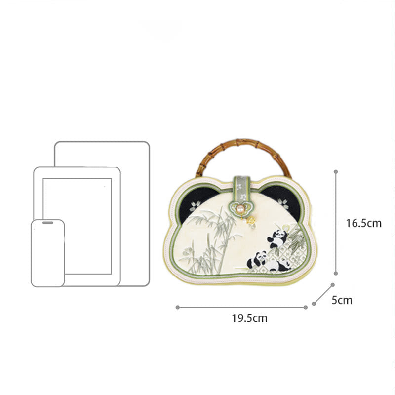 Nimara Ritual Panda Bamboo Embroidery Pearl Chain Chinese Knot Tassel Crossbody Bag Handbags