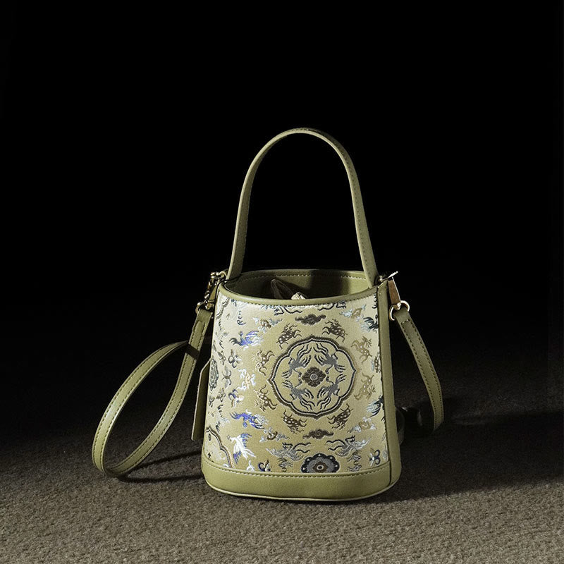 Nimara Ritual Retro Crane Deer Song Brocade Crossbody Bag Hangbags