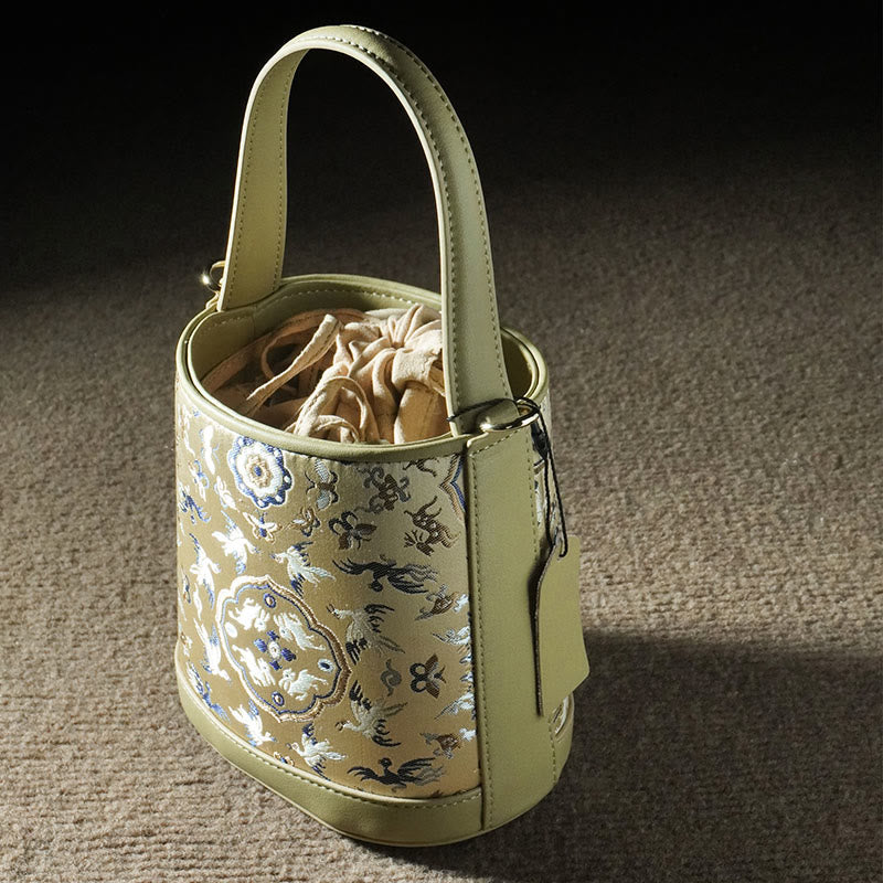 Nimara Ritual Retro Crane Deer Song Brocade Crossbody Bag Hangbags